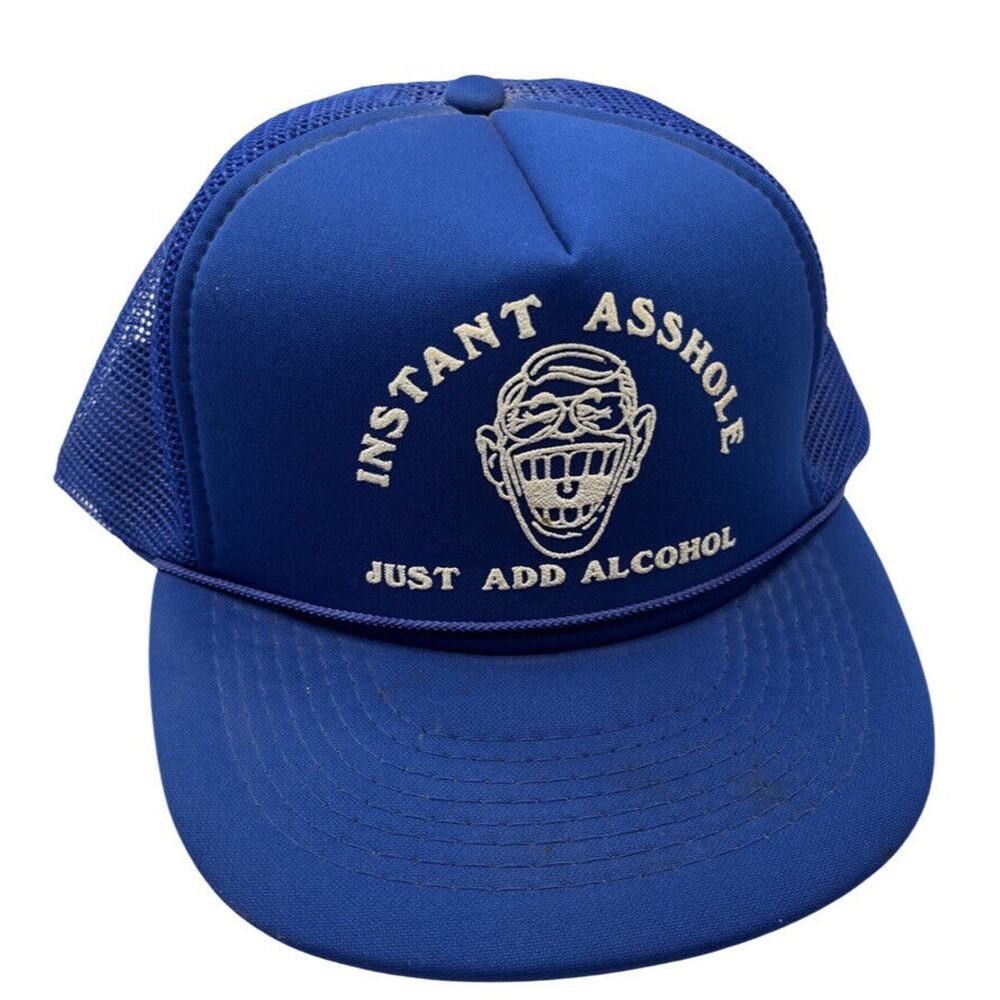 Vintage Designer Pro Instant A$$hole Just Add Alchohol Trucker Snap Back Hat Jok